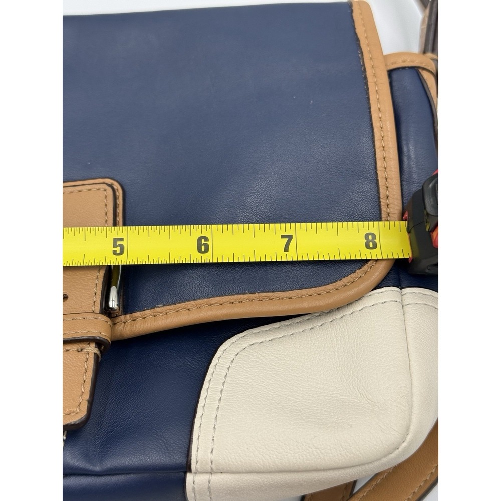 COACH Hadley Leather Field Crossbody Bag Color Block Blue Tan Purse F29763 - Picture 9 of 14